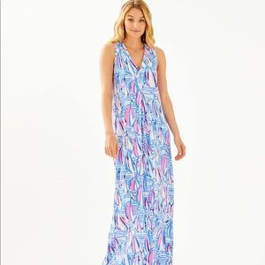 Lilly Pulitzer Amina Maxi Dress Size XS Red Right Return Pattern